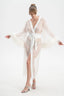 White Lace Dressing Gown with Fur Trim