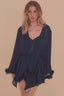 BETTIE PAGE FEATHER ROBE NAVY